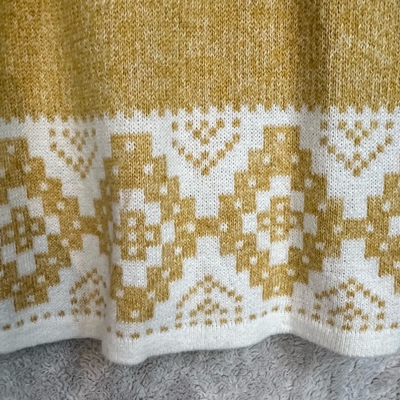 Women's Long Gold Soft Knit Open Cardigan Faire Isle Shawl Collar Sz M Oversized - Picture 3 of 15